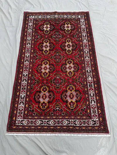 Vintage Handmade Turkmen Medallion 4x6 Rug Traditional Tribal Rug, Living Room Area Rug, Home Office Entryway 