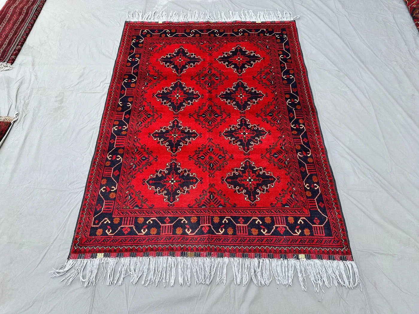 Vintage Turkmen Khalmuhammadi 5x6 Rug, Handcrafted Red Wool Rug, Medallion Design Tribal Floor Rug, Living Room Rug, Bedroom Area Rug