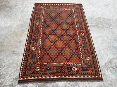 6'6x10'2 Ft Handmade Afghan Tribal Flatweave Kilim Rug, Turkish Style, Boho Bedroom or Living Room Decor, Vint