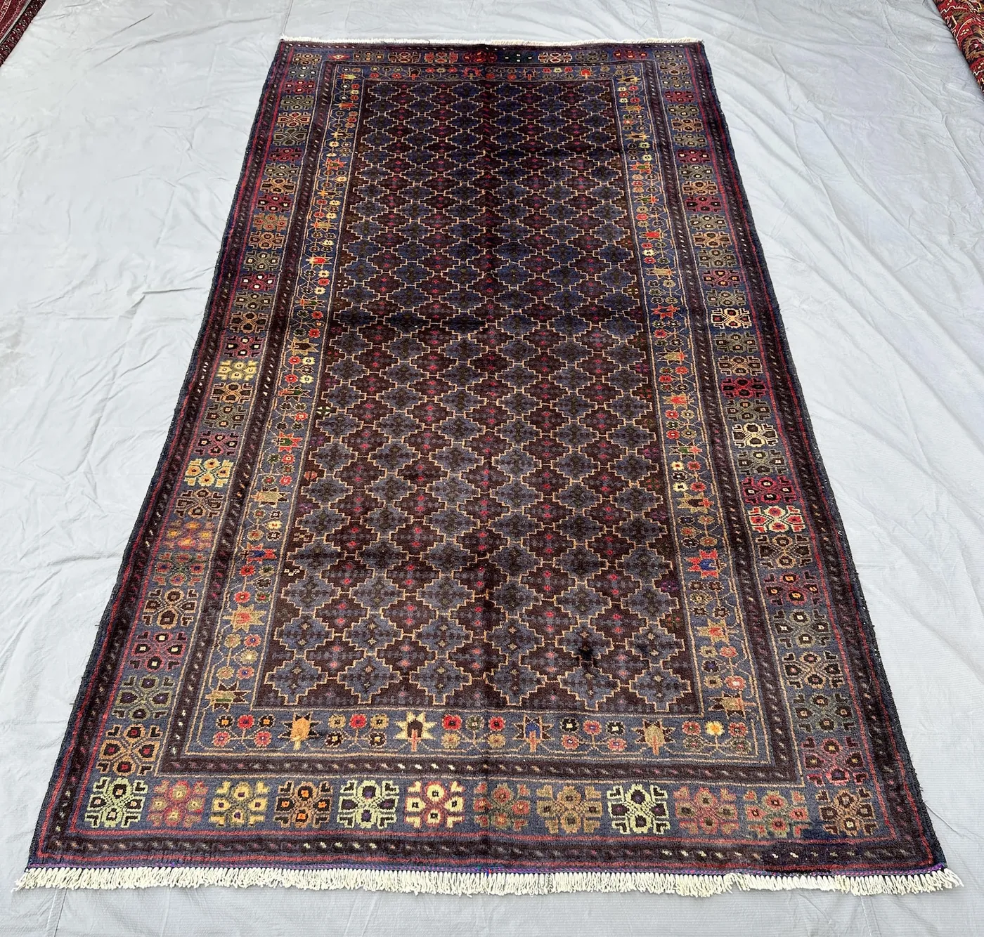 Vintage Handwoven Afghan 5x9 Area Rug, Tribal Floor Wool Rug, Geometric Lattice Rug, Living Room Rug, Bedroom Area Rug, Nomadic Heritage Rug
