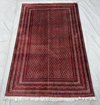 Handknotted Turkmen Khoja Roshnai 5x6 Rug Geometric Polka Dot Medallion Rug, Living Room Area Rug, Dining Room