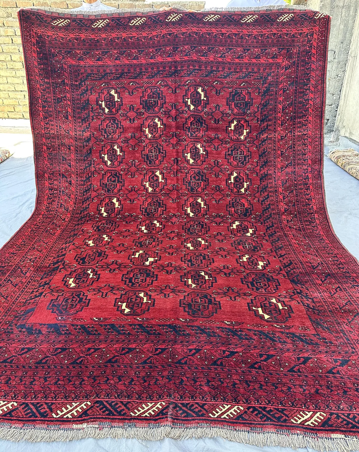 7x10, Red Bokhara Rug, Hand Knotted Wool Tribal Gul Carpet Afghan Khal Mohammadi Area Rug