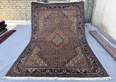 7x10 Persian-Style Herati Design Rug | Hand-Knotted Afghan Wool | Diamond Medallion Fish-Pattern Carpet