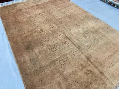 7x10 Antique Faded Sand Rug, 1960s Afghan Wool Carpet, Vintage Neutral Area Rug Living Room Rug