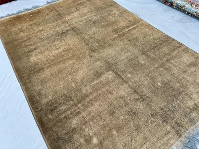 1960s Antique Afghan Rug Vintage Faded Terracotta Wool Rug, 6'5" x 7'10" Oreintal Rug