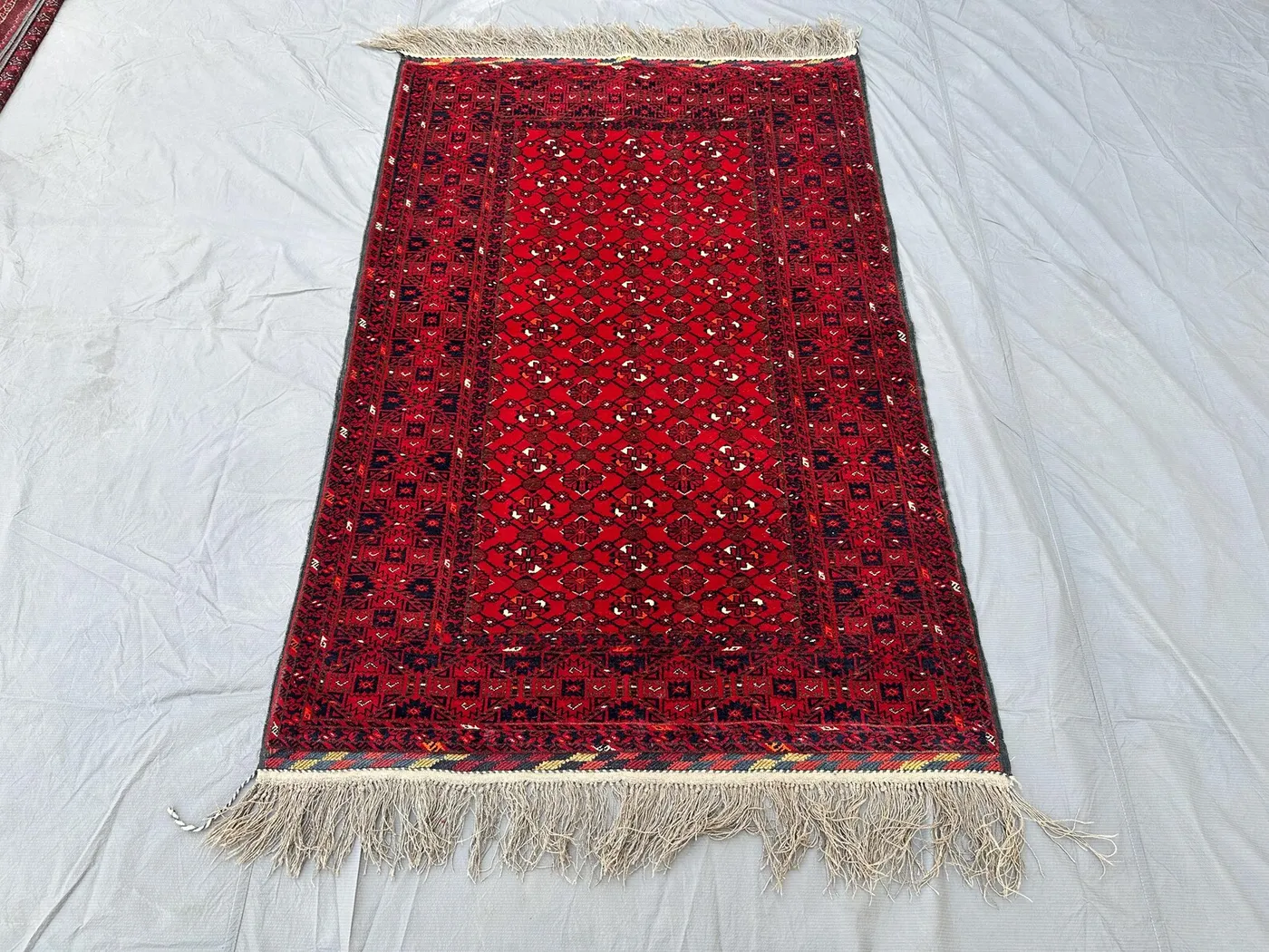 Handknotted Vintage Beljik Turkmen Bashiri 3x5 Rug, Belgium Wool Rug Geometric Floral Design Rug, Entryway Rug, Living Room Accent Area Rug