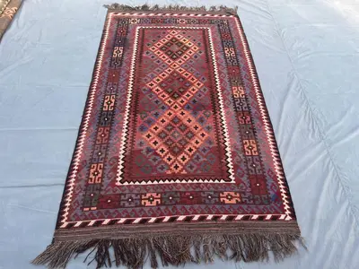 Antique Turkmen Kilim Rug 4'6" x 7'6" ft Turkish Style Handmade Flat-Weave Carpet, Living Room Rug, Bedroom Ru