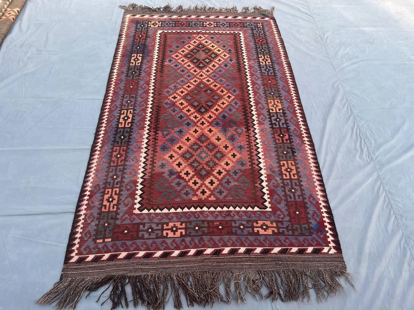 Antique Turkmen Kilim Rug 4'6" x 7'6" ft Turkish Style Handmade Flat-Weave Carpet, Living Room Rug, Bedroom Rug Afghan Ghelmori Tribal Kilim