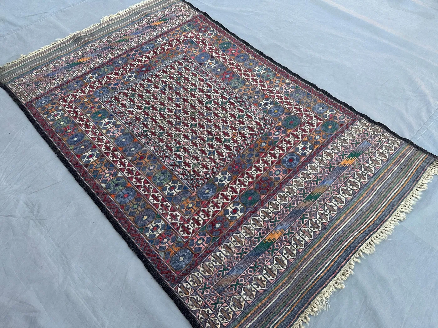 Antique Afghan Baluch Kilim Rug 2'8" x 4'3" | Handmade Tribal Sumak Wool Carpet | High-Quality Woven Accent Decor Rug for Home Interiors
