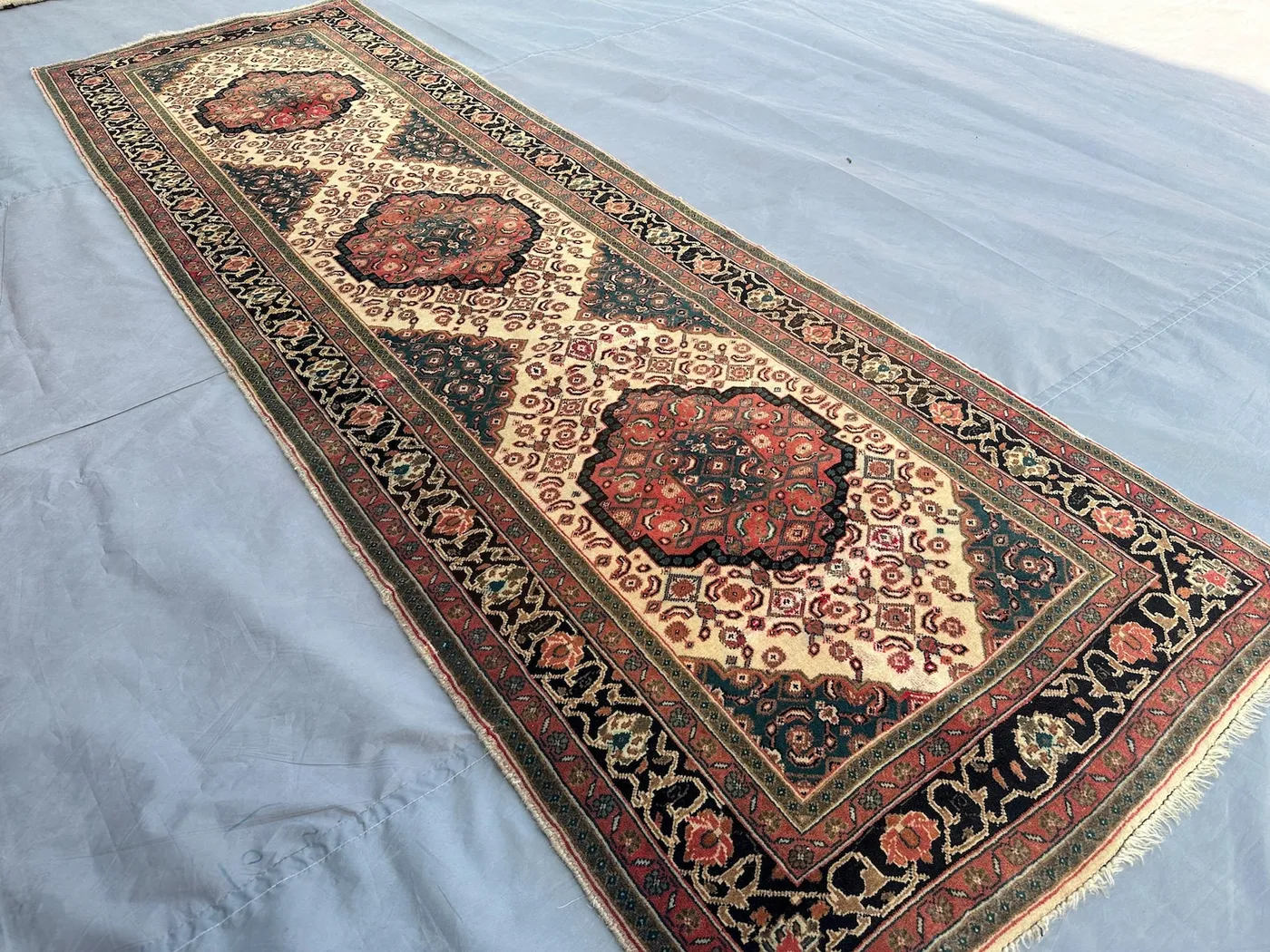 2'7 x 8'3 ft Antique Afghan Handmade Tribal Runner Rug Wide Hallway Rug Caucasian Style Geometric Pattern Turkmen Runner Rug, Moroccan rug