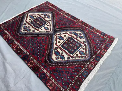 3'7x4'10 ft Vintage Turkish Hand Knotted Rug, Tribal Wool Rug, Moroccan Style Rug, Unique Area Rug for Home De