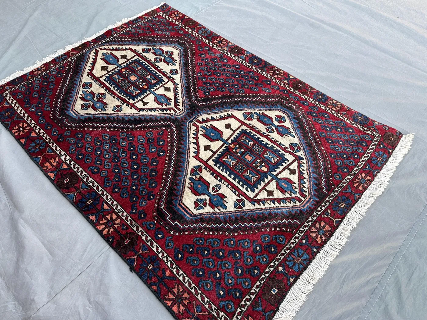3'7x4'10 ft Vintage Turkish Hand Knotted Rug, Tribal Wool Rug, Moroccan Style Rug, Unique Area Rug for Home Decor, Turkmen Turkmen Faded Rug