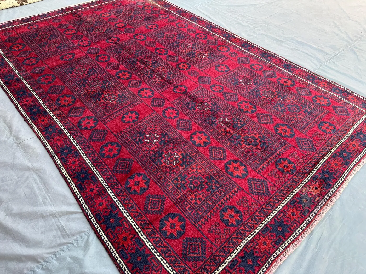 6x9'5 ft Antique Afghan Baluch Tribal Rug Turkmen Wool Vintage Rug Geometric Pattern Yaqoob Khani Design Handmade Carpet, Bedroom Home Decor