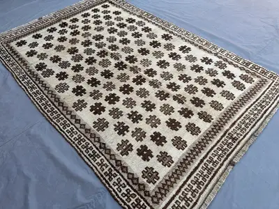 5'5x8'1 ft Vintage Afghan Baluch Tribal Rug - Hand Knotted High Pile Area Rug - Nomadic Fine Wool Soft Carpet 