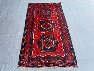 4x7 Antique Turkish Hand-Knotted Rug - Tribal Anatolian Design, Turkmen Style, Faded Wool Kitchen Rug, Handmad