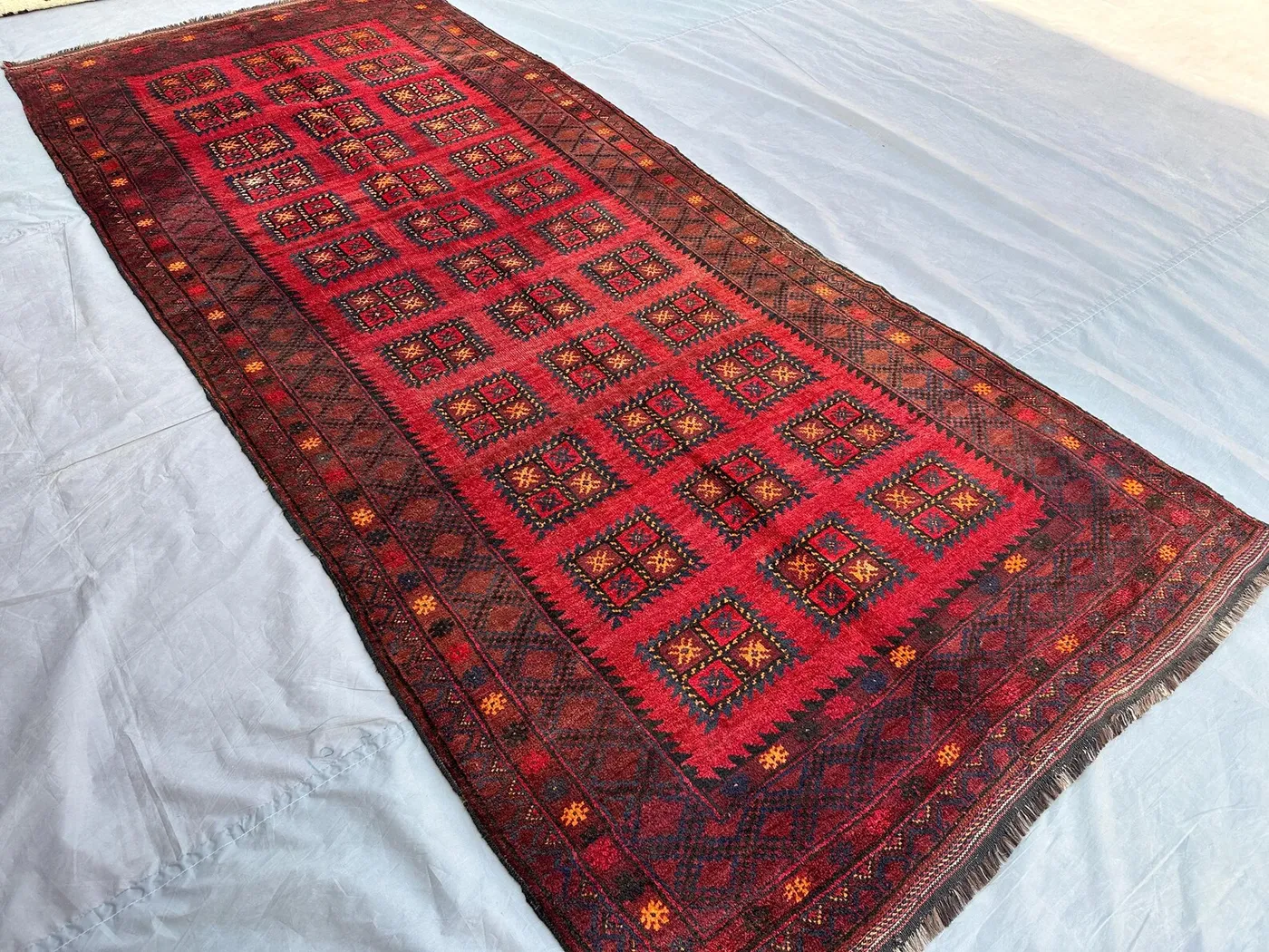 4x9 Wide Afghan Baluch Runner Rug - Turkmen Tribal Rug - High Quality Wool Hallway Rug - Outdoor or Indoor Vintage Afghan Carpet, Moroccan