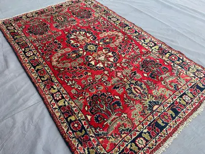3'2"x5'1" Antique Turkish Hand-Knotted Tribal Rug - Vintage Carpet, Handmade Wool, Accent Decor, Small Area Ru