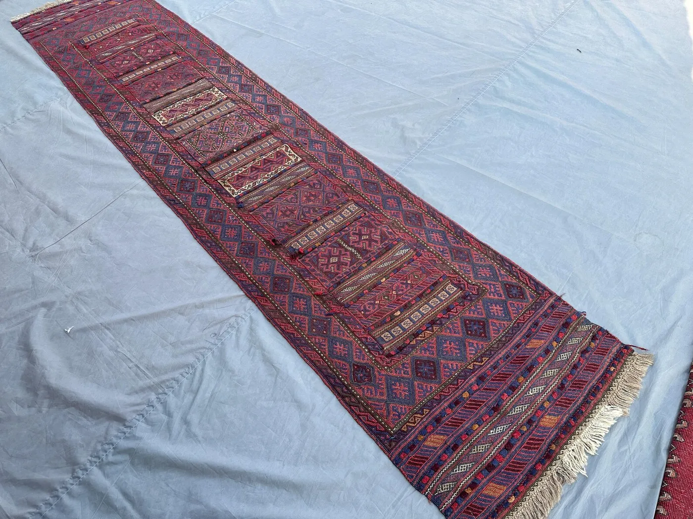 Afghan Tribal Runner Rug | 2x7 Handmade Wool Kilim | Vibrant Geometric Design | Boho Hallway Carpet | Handwoven Vintage Runner Kitchen rug