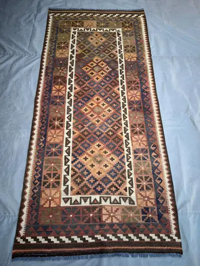3'5x7'8 ft Antique Turkmen Kilim Rug Afghan Handmade Wool Rug, Flat Weave Tribal Area Rug | Kitchen Rug Turkis