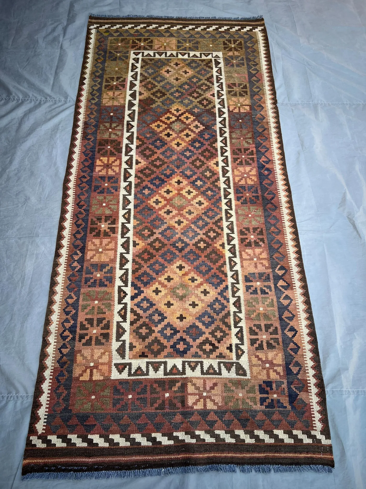 3'5x7'8 ft Antique Turkmen Kilim Rug Afghan Handmade Wool Rug, Flat Weave Tribal Area Rug | Kitchen Rug Turkish Style Kilim, Living room rug