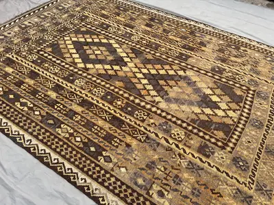 7x11 Antique Afghan Handmade Kilim Rug Terracotta Tribal Rug | Turkish Style Kilim | Flat Weave Faded Wool Are