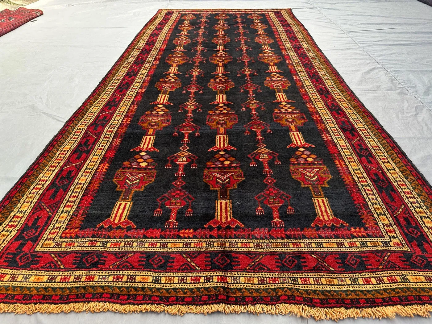4x10 Antique Turkmen runner Rug, Caucasian Wide Runner Rug, Hand-Knotted Wool Rug, Tribal Geometric Pattern, Afghan Vintage Hallway Rug