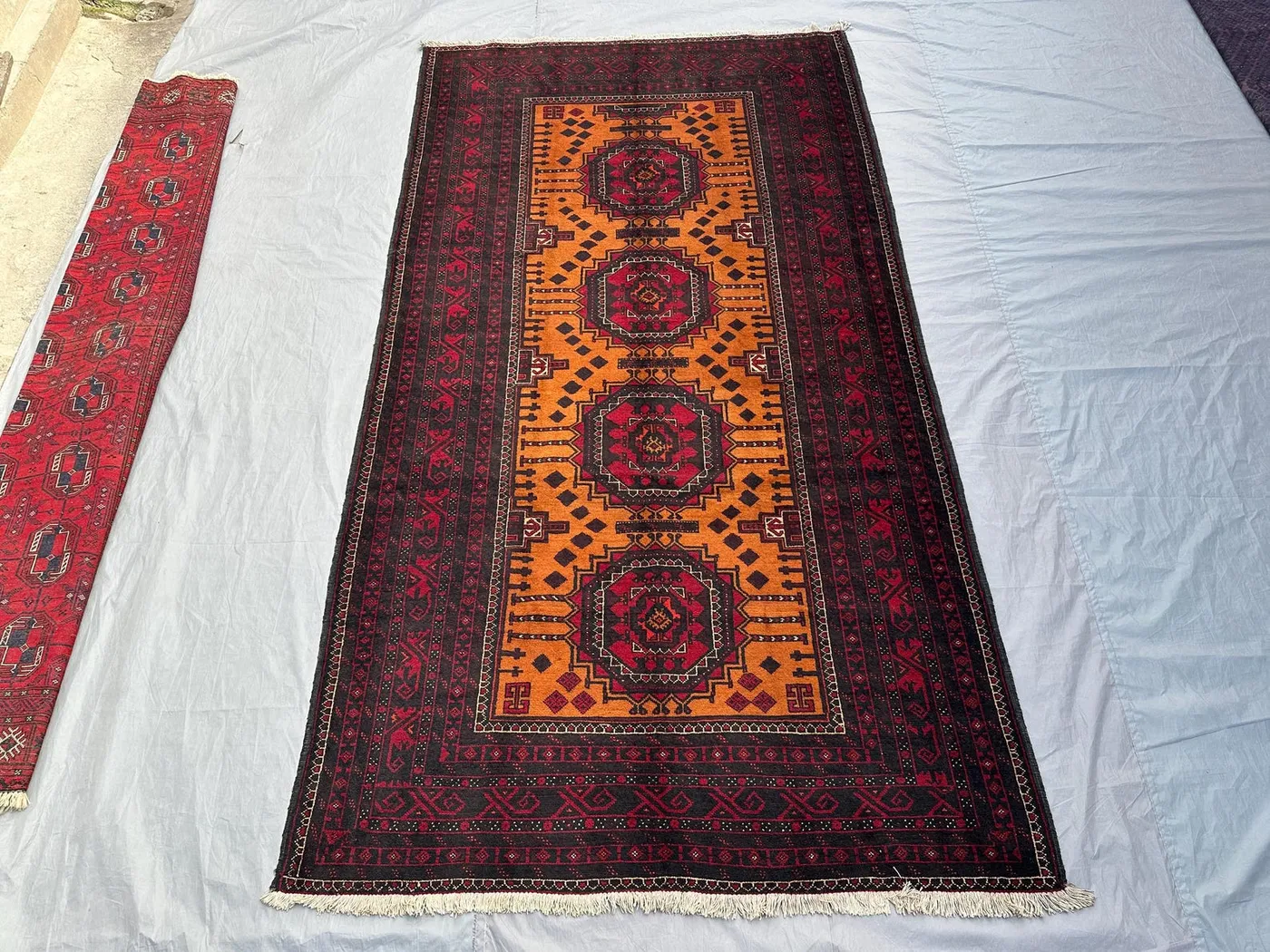 Antique Afghan Tribal Rug 5'3x9'10 ft Handmade Wool Turkmen Runner, Geometric Vintage Carpet | Hand-Knotted Baluch Rug | Bohemian Home Decor