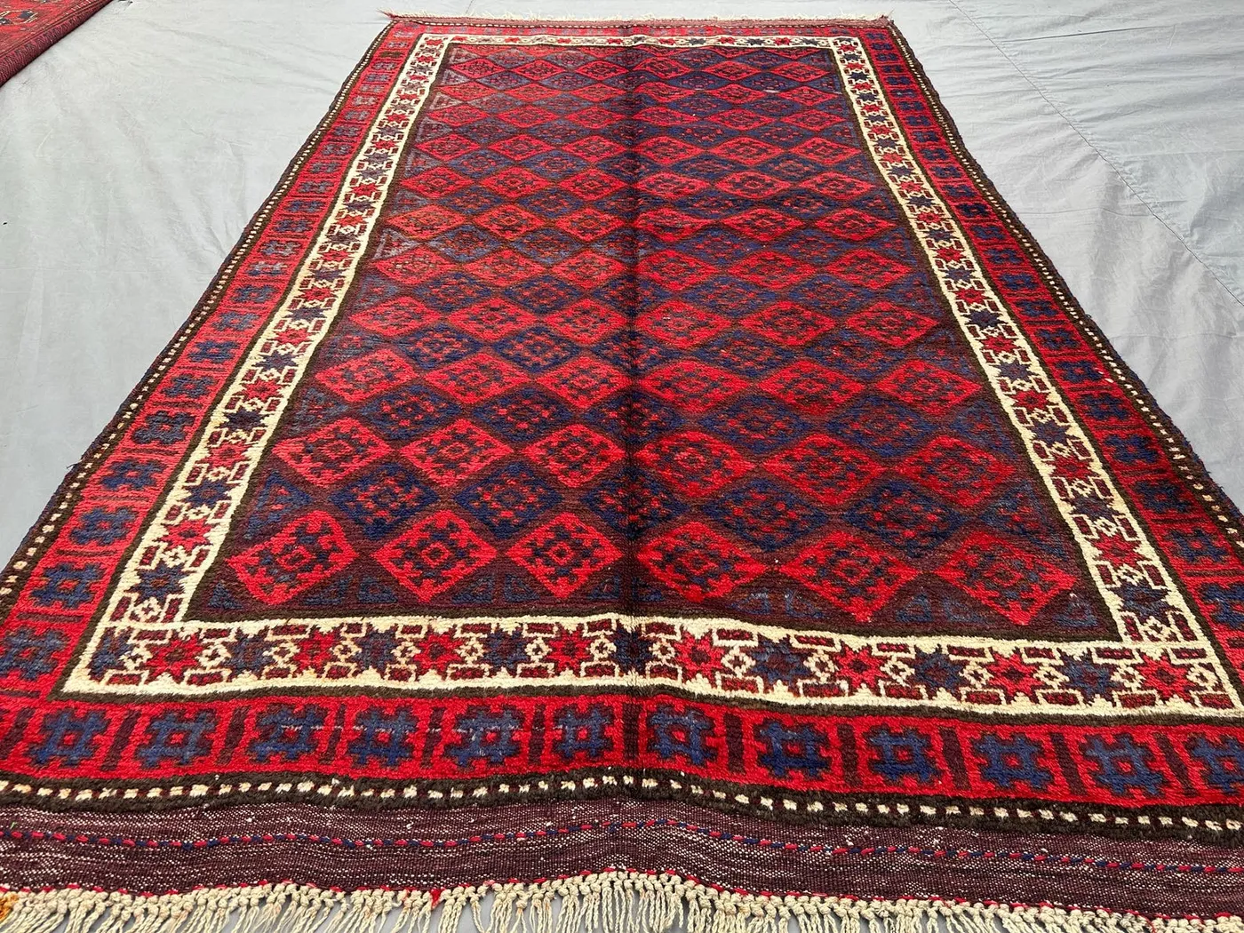 5x8 Antique Afghan Baluch Rug | Hand Knotted Wool Tribal Carpet, Geometric Moroccan Style Floor Rug | Vintage Living Room Decor, Nomadic Rug