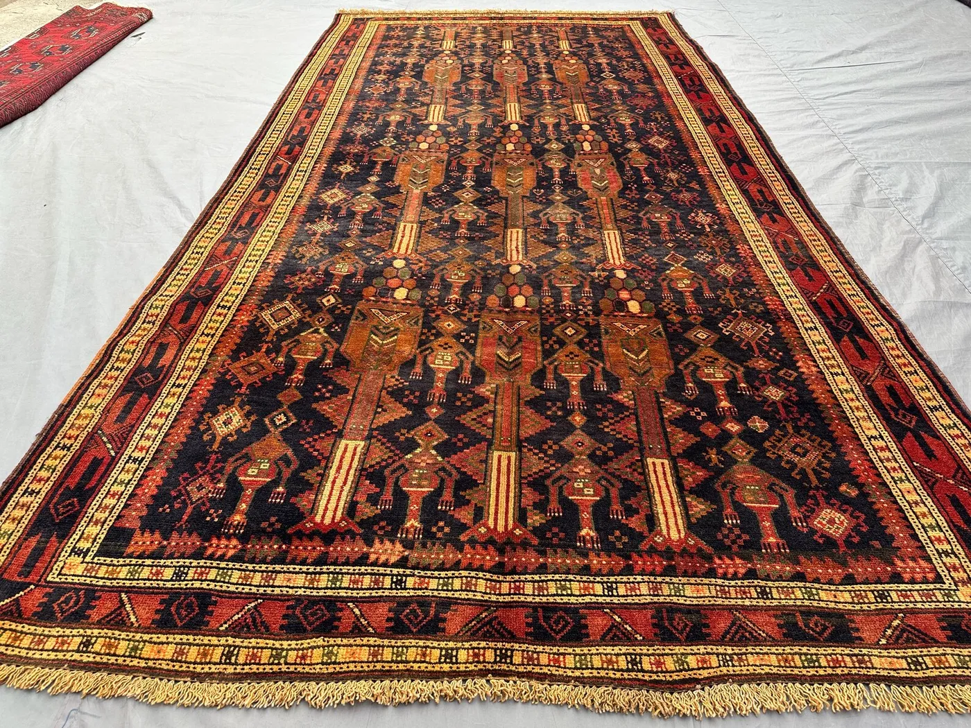 5x10 Antique Afghan Baluch Runner Rug | Wide Tribal Wool Rug, Hand Knotted Long Corridor Rug | Dark Red Boho Floor Carpet, Hallway Decor Rug