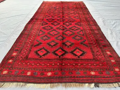 4x8 Antique Turkmen Ersari Rug | Afghan Hand Knotted Wool Runner | Tribal Geometric Rug | Vintage Carpet | Hal
