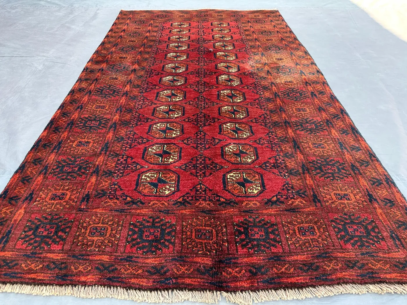 3'2x5'6 ft Antique afghan handmade tribal rug, Turkmen Bukhara rug, Vintage Old Carpet, Kitchen rug, Bedroom Rug, Bohemein Decor Turkish rug