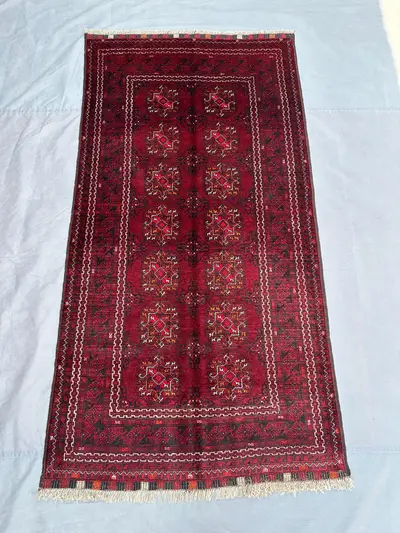 4x7 Antique handmade tribal rug, Turkmen Bukhara rug, Vintage Old Carpet, Kitchen rug, Bedroom Rug, Bohemein D