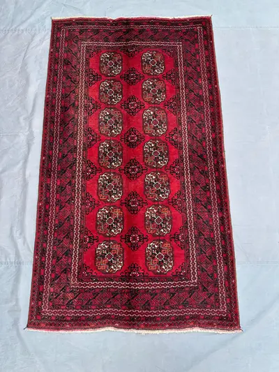 4x6 Antique afghan tribal rug, Turkmen Bukhara rug, Vintage Old Carpet, Kitchen rug, Handmade Bedroom Rug, Boh