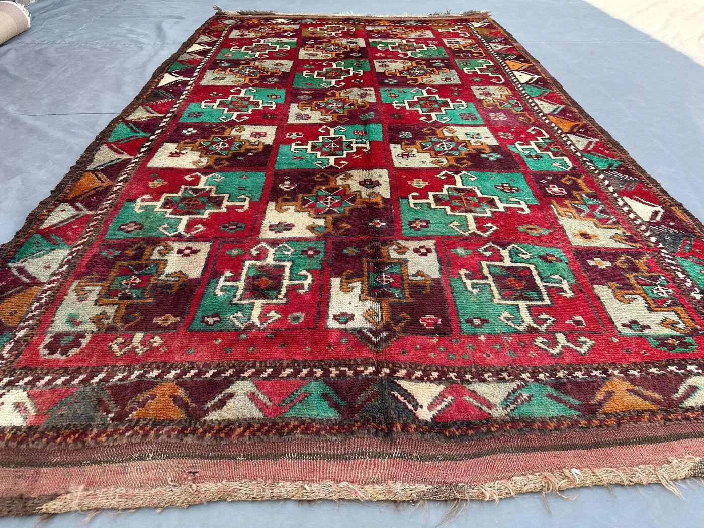 Antique Baluch Tribal Rug 4'5x7'4 Ft Hand-Knotted Wool Rug | Red & Green Nomadic Carpet | Afghan Vintage Decor, Bedroom Rug, living Room Rug