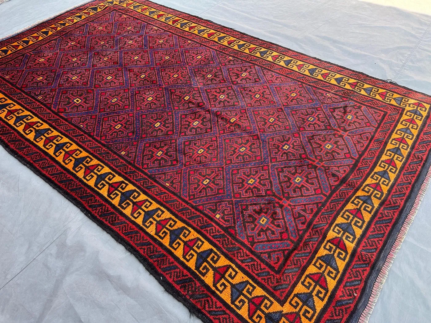 5'2x8'8 ft Afghan Baluch Rug | Hand Knotted Wool Tribal Carpet | Taimani Geometric Area Rug | Outdoor Bohemian Rare Decor Rug, Bedroom Rug