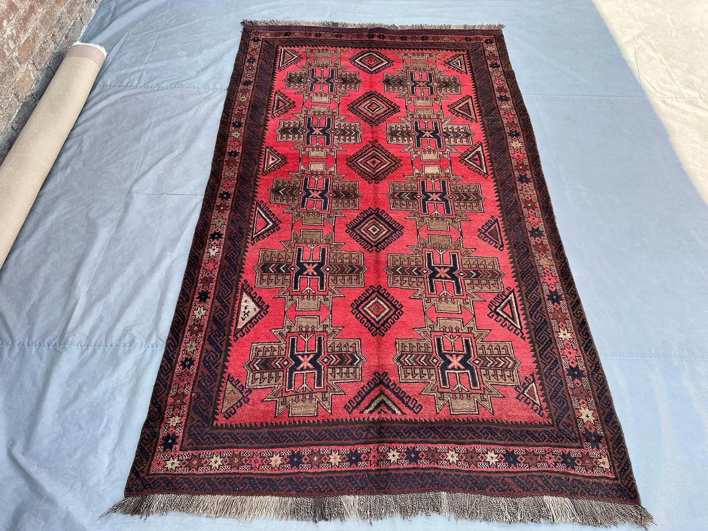Antique Baluch Tribal Rug 4'8x8'1 ft Handmade Afghan Wool Rug, Turkmen Geometric Area Carpet | Vintage Living Room Rug, Bohemian Bedroom Rug