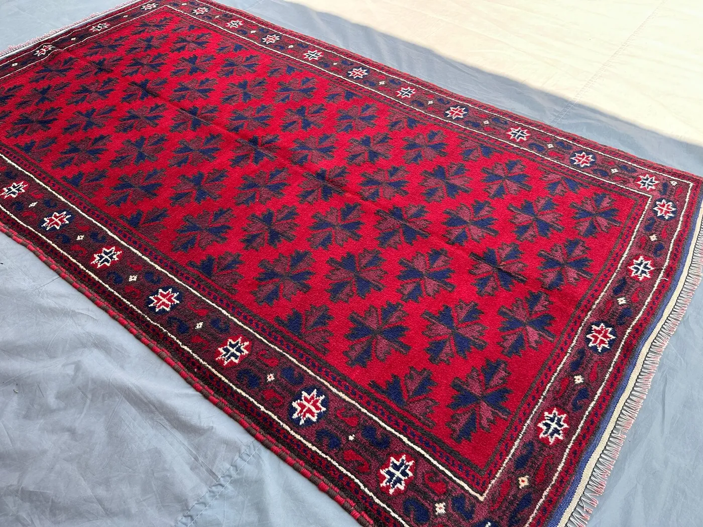 Vintage Afghan Baluch Rug 4'5x7'10 ft, Handmade Wool Tribal Rug | Geometric Pattern Area Rug for Bedroom or Living Room Rug, Home Decor