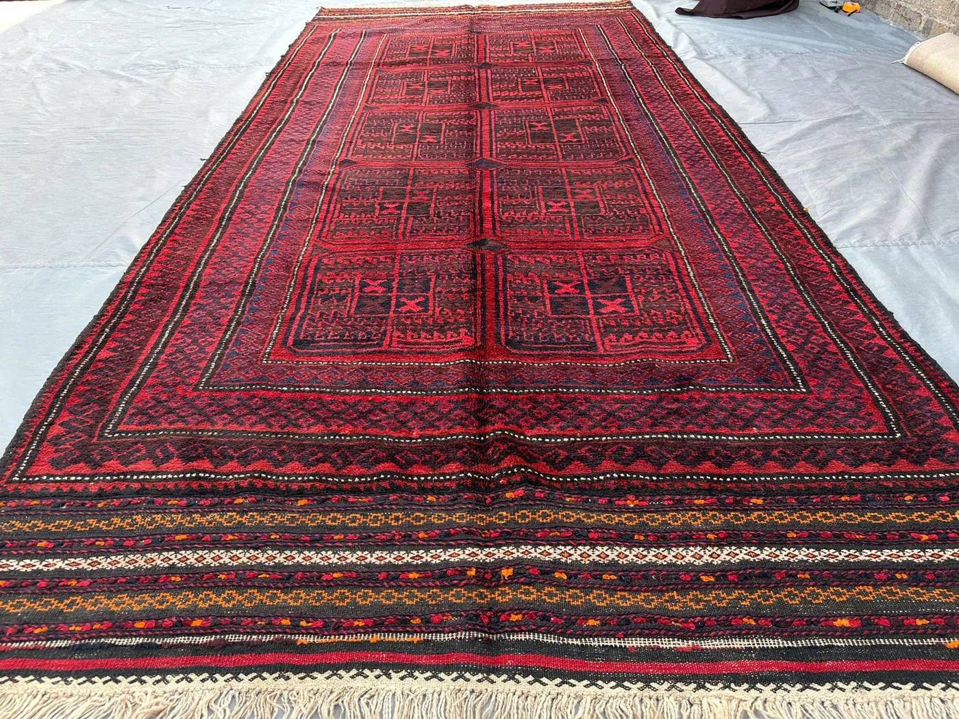 5x9 Antique Afghan Baluch Rug | Hand Knotted Wool Tribal Rug | Geometric Pattern Area Carpet | Nomadic Living Room Decor Rug, Outdoor rug