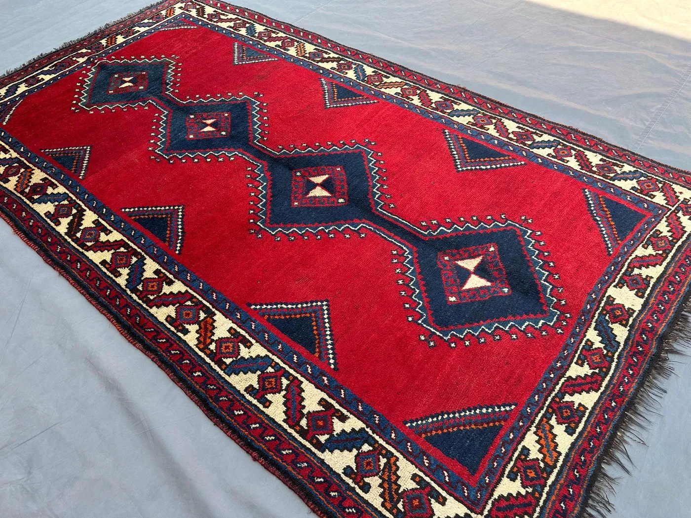 4'5x7'9 ft Antique Turkish Rug | Hand Knotted Wool Tribal Red Carpet | Bukhara Design | Rare Bedroom or Kitchen Rug | Vintage Home Decor