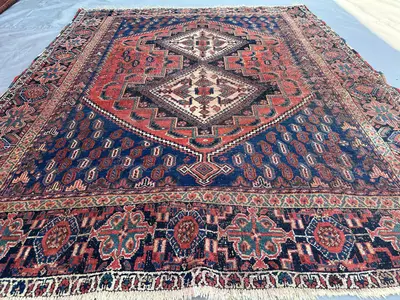 1900s Antique Afghan Hand-Knotted Tribal Rug, Turkmen Geometric Wool Rug | Handmade Carpet | Unique Afghan Woo
