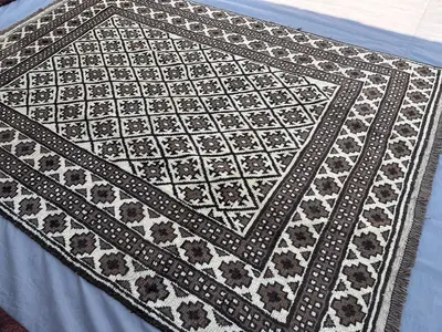 6x8'4 ft, Vintage Handmade Gabbah Rug | Tribal Moroccan High Pile Wool Rug | Luxury Modern Area Rug, Bedroom &