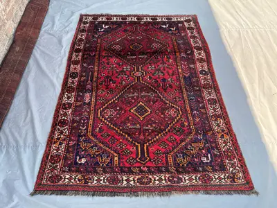 5x7 Antique Turkish Hand-Knotted Wool Rug, Tribal Caucasian Design | Gorgeous One of a Kind Carpet, Bedroom Ru