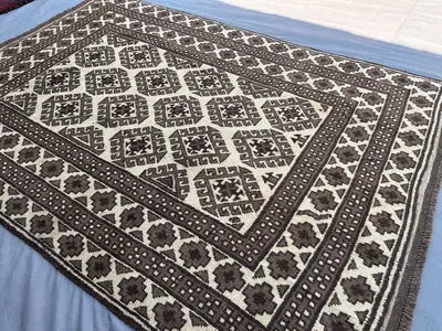 6x8'5 ft, Vintage Handmade Gabbah Rug | Tribal Moroccan High Pile Wool Rug | Modern Area Rug, Bedroom Carpet, 