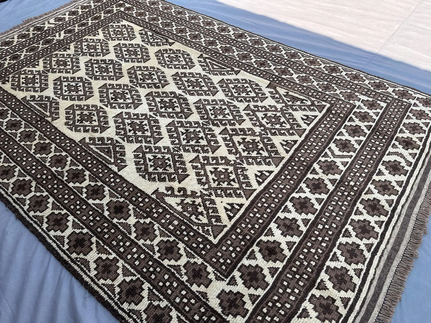 5x8'7 ft, Vintage Handmade Baluch Rug | Tribal Moroccan Style High Pile Wool Rug, Fine Area Rug, Bedroom & Floor Carpet, Outdoor Rug