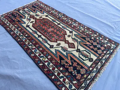 Turkish Tribal Rug | 2x4 Small Hand Knotted Wool Rug | Caucasian Style Accent Carpet | Vintage Geometric Decor