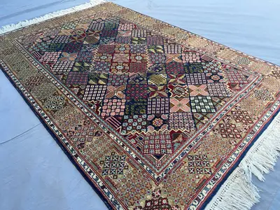 One-of-a-Kind Turkish Wool Rug 4x5 Tribal Hand Knotted Carpet | Rare Geometric Design | Caucasian Style Area R