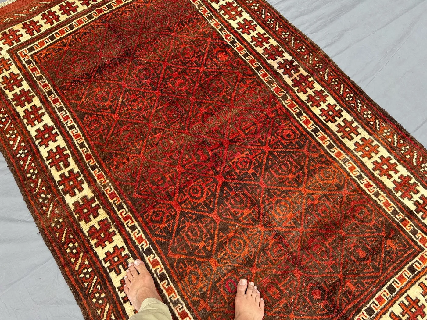 5x7'7 ft Afghan Hand-Knotted Tribal Baluchi Rug | Geometric Pattern | Fine Moroccan Style Area Rug | Vintage Carpet | Living Room Rug, Boho