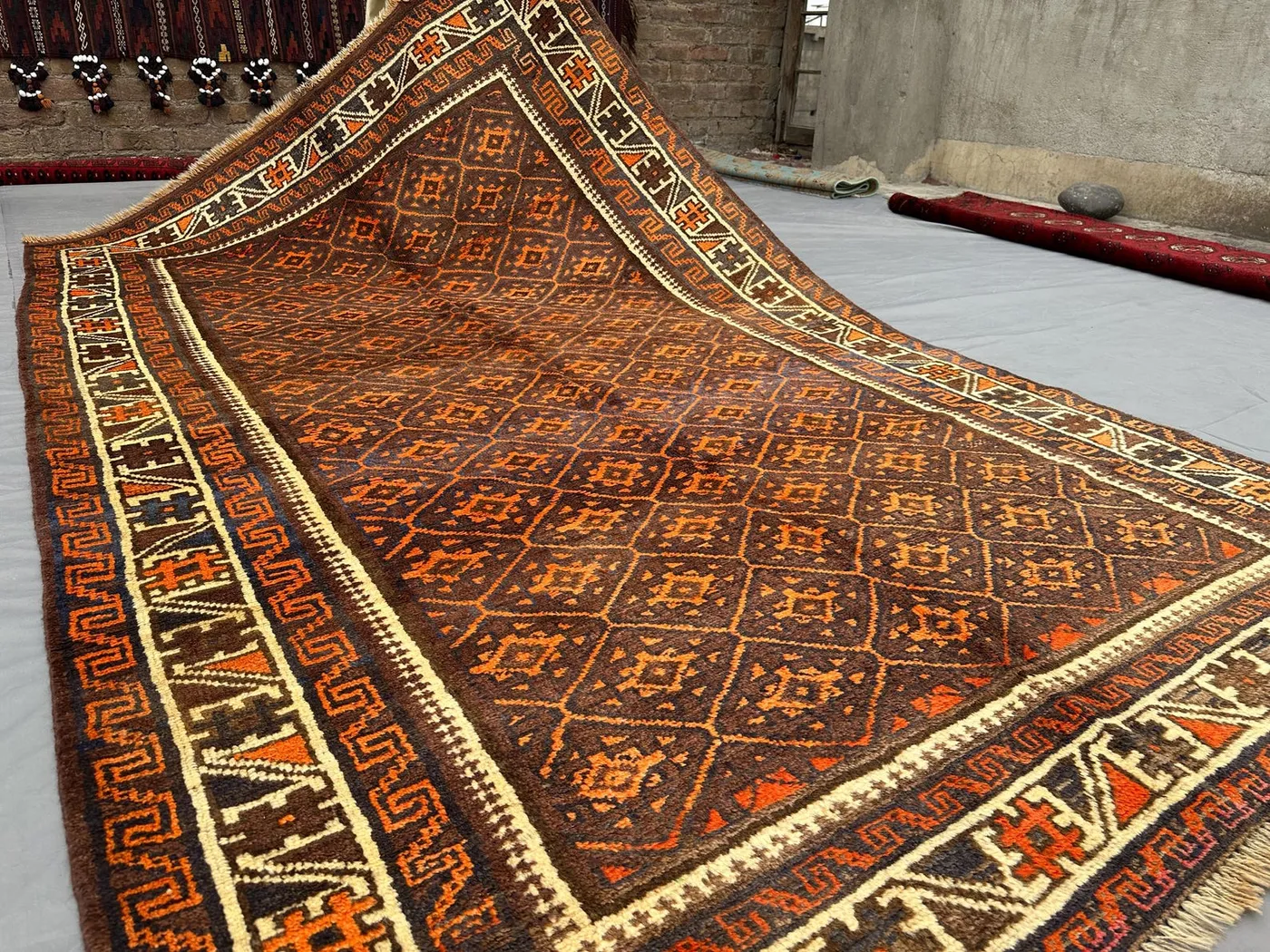5'1"x8'5" Antique Afghan Baluch Tribal Rug | Hand-Knotted Wool | Geometric Design | Vintage Carpet, Home Decor, Living room Rug, outdoor Rug