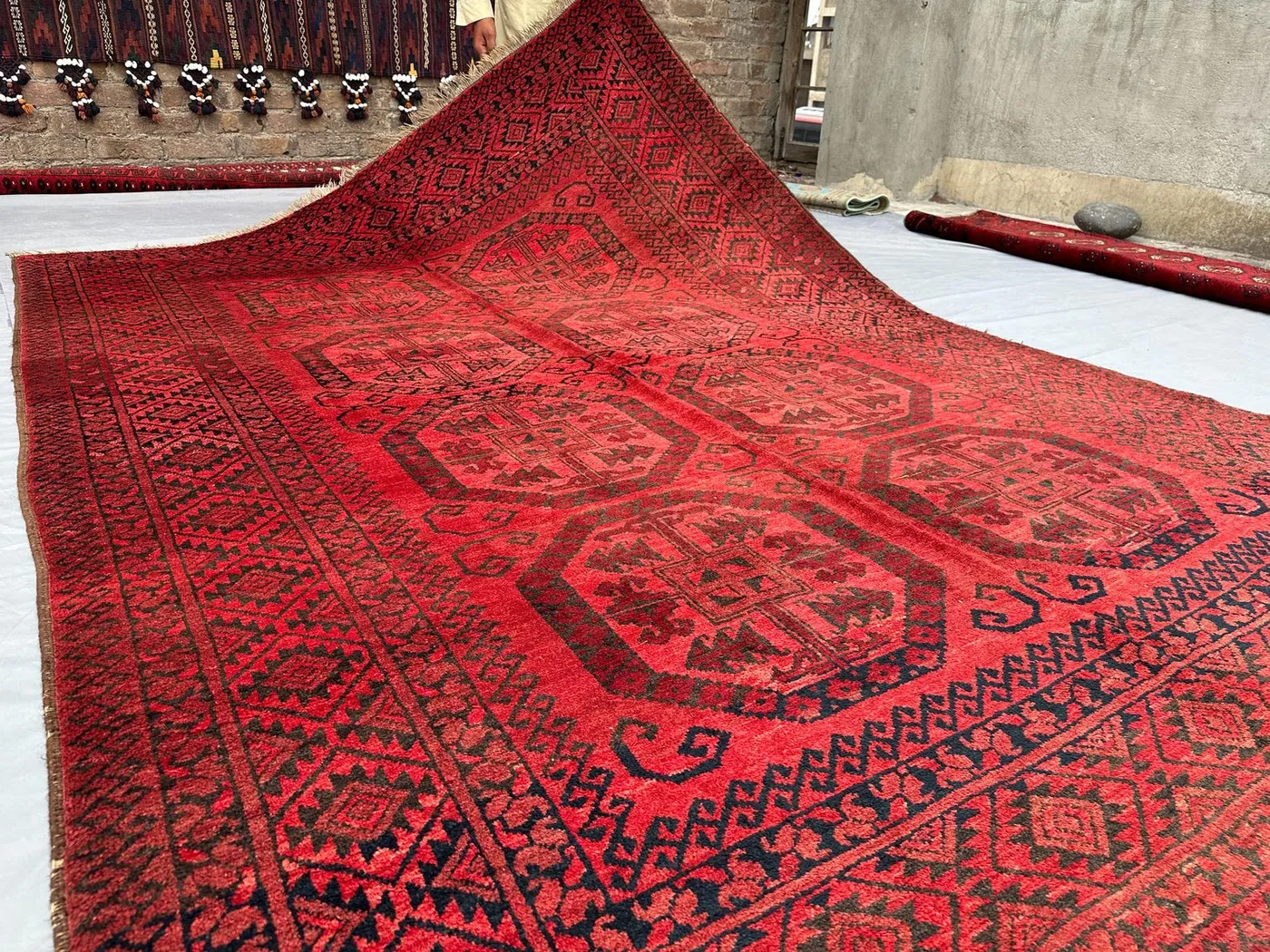 5'9"x8'4" Antique Turkmen Red Rug | Tribal Afghan Hand-Knotted Wool Area Rug | Geometric Elephant Foot Design | Living Room Rug, Bedroom rug