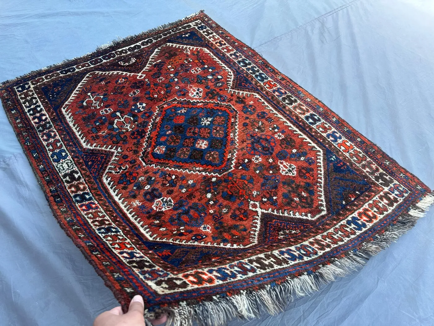 Afghan Tribal Rug | 4x5 Hand Knotted Wool Rug | Fine Geometric Pattern Carpet | Caucasian Style Vintage Rug | Rustic Ethnic Area Decor